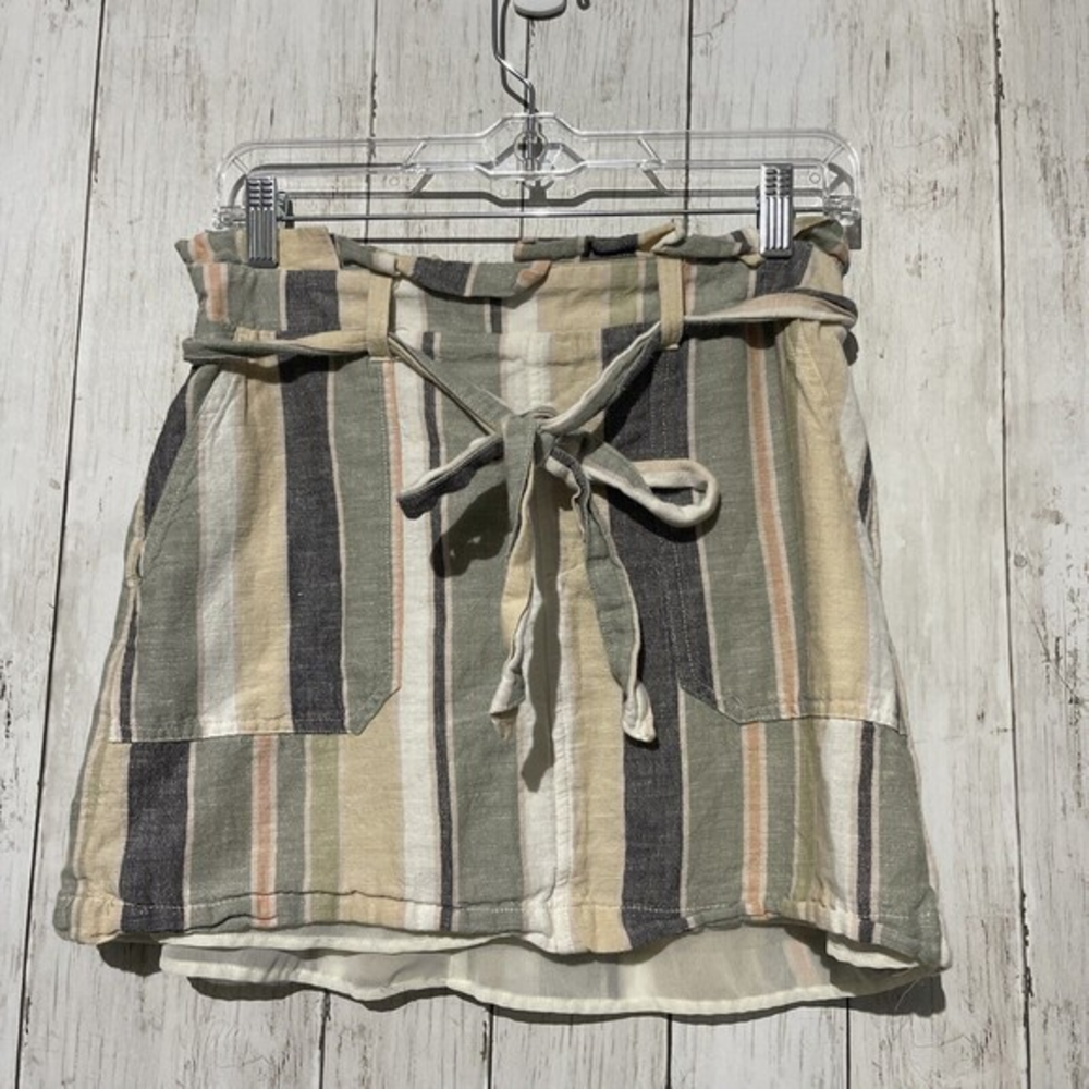 American Eagle Outfitters Striped Paperbag Waist‎ Tie Front Pocket Skirt Small